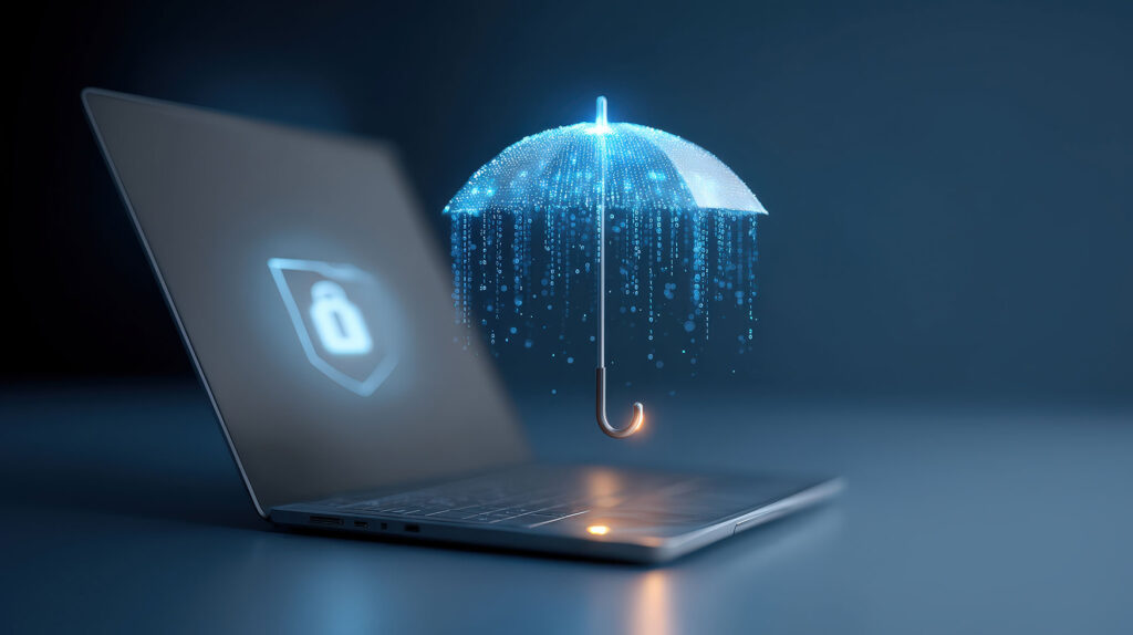 Umbrella Covering Laptop Cybersecurity Image