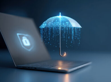 Umbrella Covering Laptop Cybersecurity Image