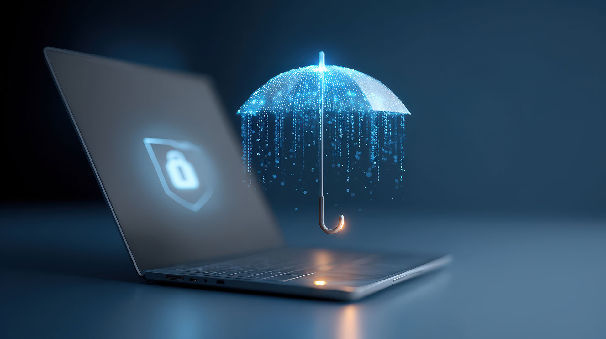 Umbrella Covering Laptop Cybersecurity Image